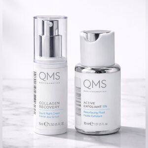 QMS Medicosmetics Collagen Recovery Cream+ Active Exfoliant 11% Skincare Duo-New